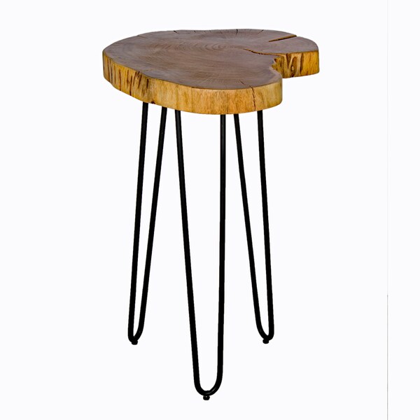 Alaterre Furniture Hairpin Natural Live Edge Wood with Metal 20" Round End Table, Natural AWDD1520 - main